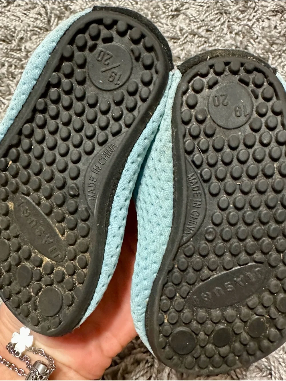 Light Blue Kids Water Shoes with Black Trim
